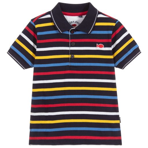 Week-end à la mer-Striped Cotton Jersey Polo | Childrensalon Outlet