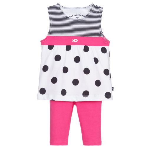 Week-end à la mer-White & Pink Leggings Set | Childrensalon Outlet