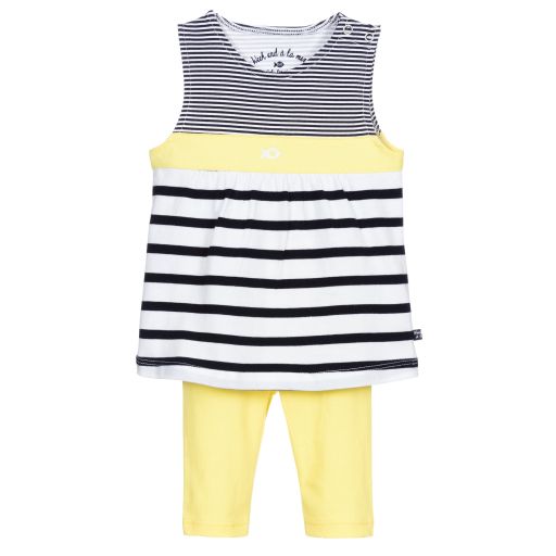 Week-end à la mer-White & Yellow Leggings Set | Childrensalon Outlet