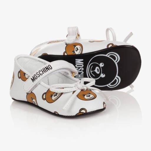 Moschino Кид-Тин-White Bear Aop Buckle Pre Walker | Childrensalon Outlet