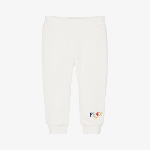 Fendi-Кремовые хлопковые вышитые джоггеры для малышей | Childrensalon Outlet