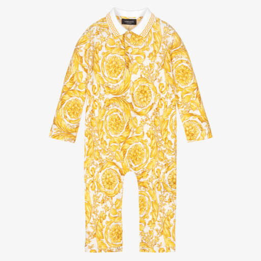 Versace-White & Gold Barocco Romper | Childrensalon Outlet