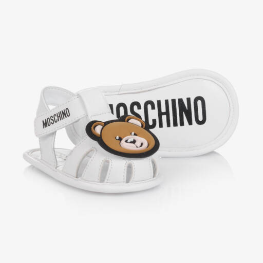 Moschino-White Leather Pre-Walker Sandals | Childrensalon Outlet
