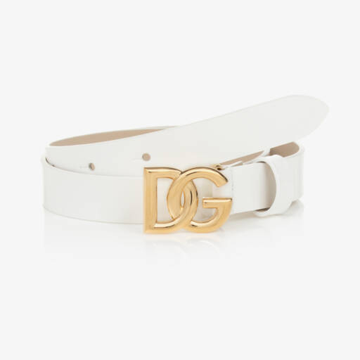 Dolce & Gabbana-White Patent Leather DG Logo Belt | Childrensalon Outlet