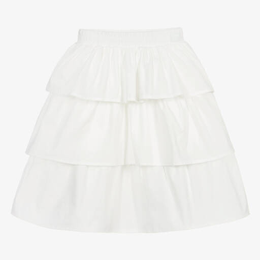 The Tiny Universe-White Ruffled Cotton Skirt | Childrensalon Outlet