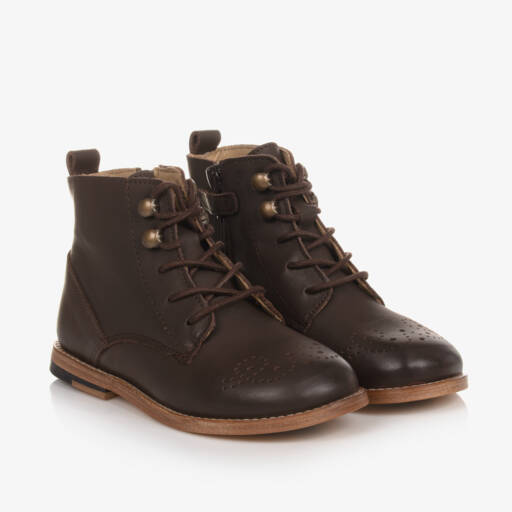 Young Soles-Classic Brown Leather Brogue Boots | Childrensalon Outlet