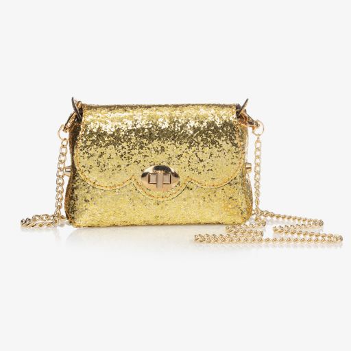 Zaccone-Gold Glitter Bag (14cm) | Childrensalon Outlet