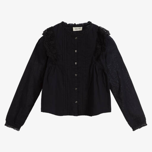 Zadig&Voltaire-Черная блузка из хлопка и кружева | Childrensalon Outlet