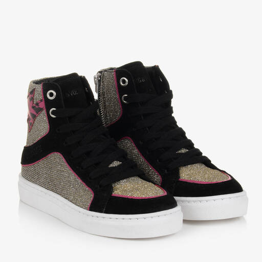 Zadig&Voltaire-Black Leopard High-Top Trainers | Childrensalon Outlet