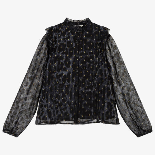 Zadig&Voltaire-Black Leopard Print Blouse  | Childrensalon Outlet