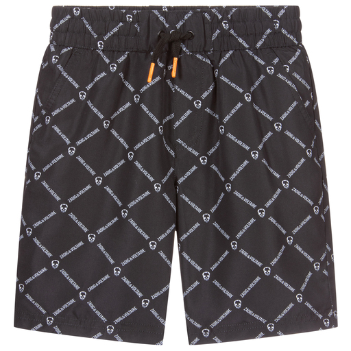 Zadig&Voltaire-Black Logo Print Swim Shorts | Childrensalon Outlet