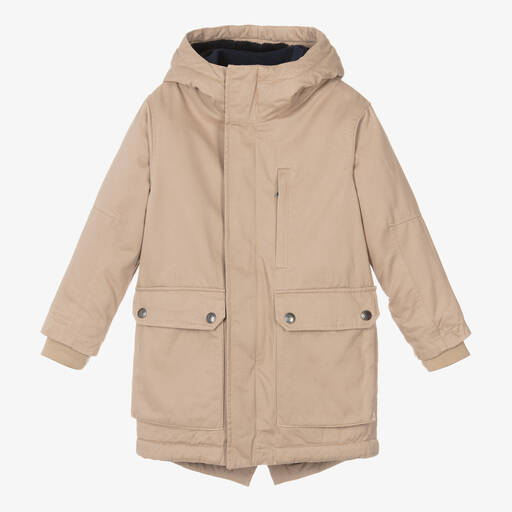 Zadig&Voltaire-Boys Beige Cotton Hooded Parka Coat | Childrensalon Outlet