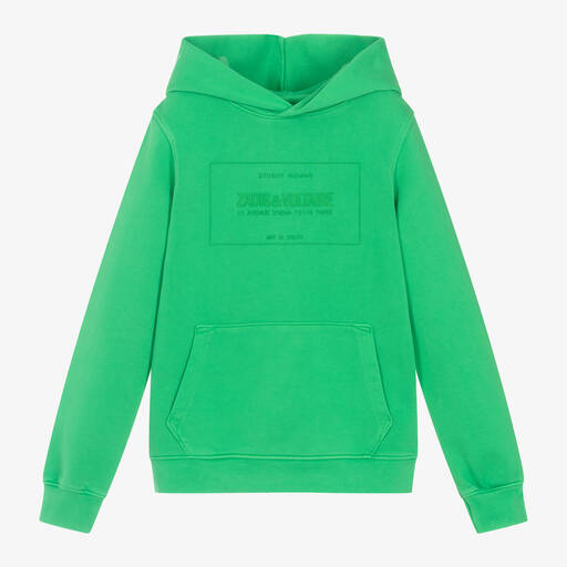 Zadig&Voltaire-Boys Green Cotton Hoodie | Childrensalon Outlet