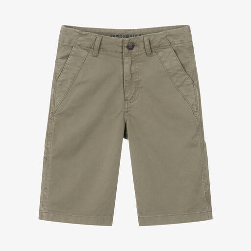 Zadig&Voltaire-Boys Khaki Green Cotton Cargo Shorts | Childrensalon Outlet