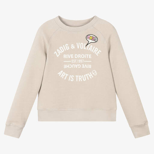 Zadig&Voltaire-سويتشيرت قطن لون بيج للبنات | Childrensalon Outlet