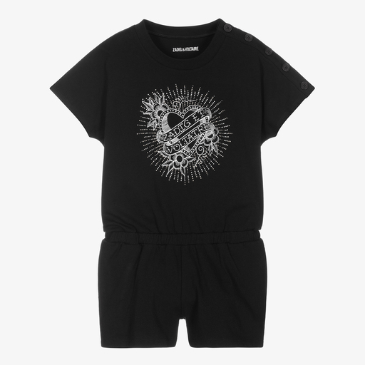 Zadig&Voltaire-Girls Black Cotton Playsuit | Childrensalon Outlet