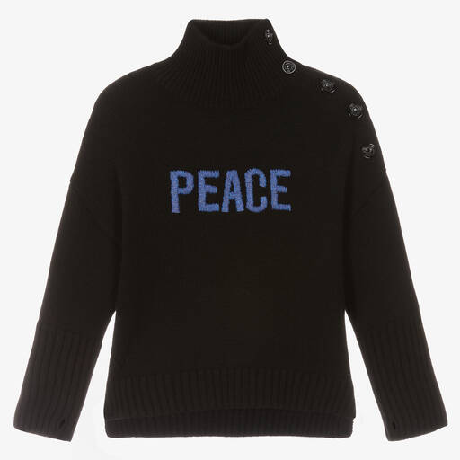 Zadig&Voltaire-Girls Black Wool Turtleneck Sweater | Childrensalon Outlet