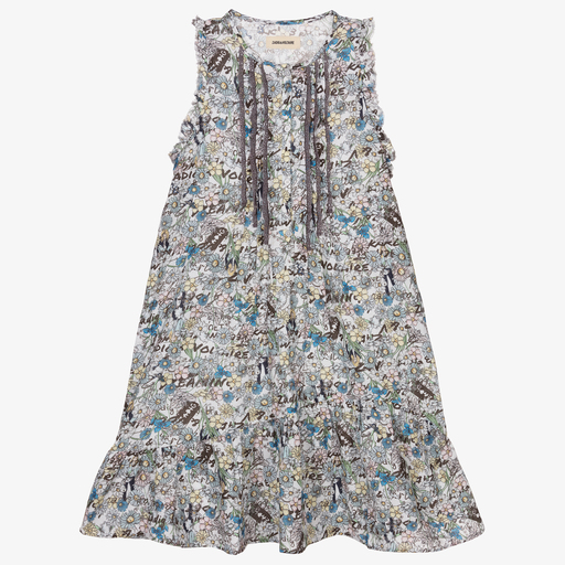 Zadig&Voltaire-Girls Blue Floral Crêpe Dress | Childrensalon Outlet