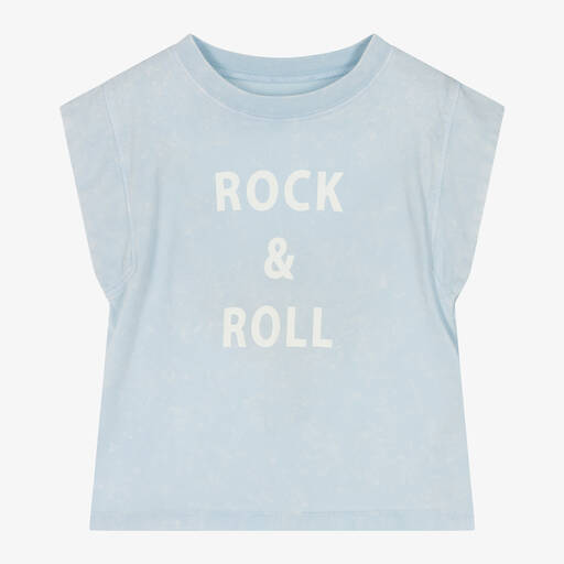 Zadig&Voltaire-Girls Blue Sleeveless Cotton T-Shirt | Childrensalon Outlet