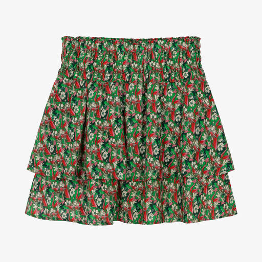 Zadig&Voltaire-Girls Green & Pink Floral Tiered Skirt | Childrensalon Outlet