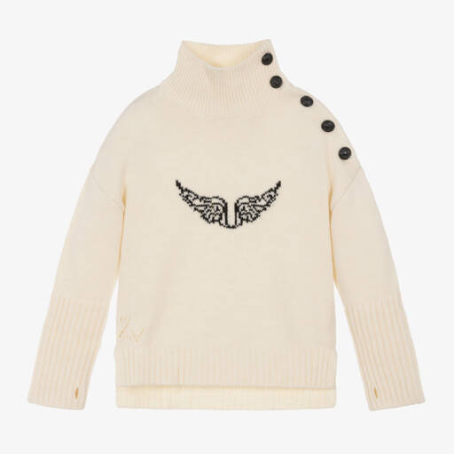 Zadig&Voltaire-Girls Ivory Knit Wool Pullover | Childrensalon Outlet
