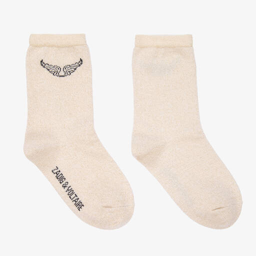 Zadig&Voltaire-Girls Ivory Logo Ankle Socks | Childrensalon Outlet