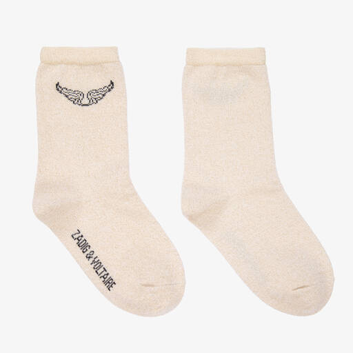 Zadig&Voltaire-Girls Ivory Logo Ankle Socks | Childrensalon Outlet