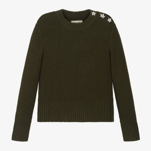 Zadig&Voltaire-Girls Khaki Woollen Knit Jumper | Childrensalon Outlet