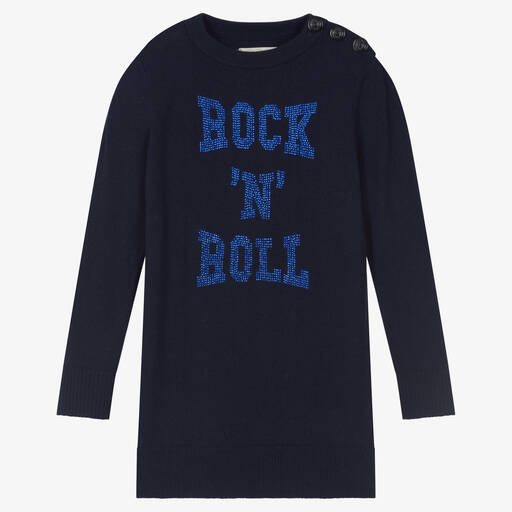 Zadig&Voltaire-Girls Navy Blue Wool & Cashmere Dress | Childrensalon Outlet