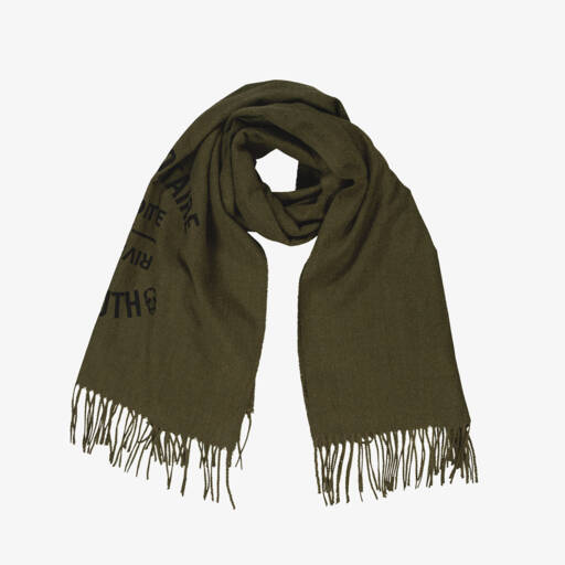 Zadig&Voltaire-وشاح فيسكوز لون أخضر كاكي للبنات (174 سم) | Childrensalon Outlet