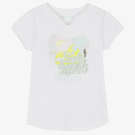 Zadig&Voltaire-Girls White Cotton Logo T-Shirt | Childrensalon Outlet