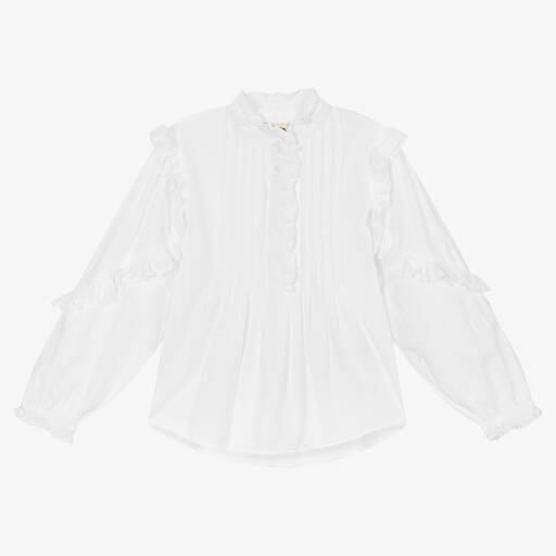 Zadig&Voltaire-Blouse blanche en coton à volants | Childrensalon Outlet