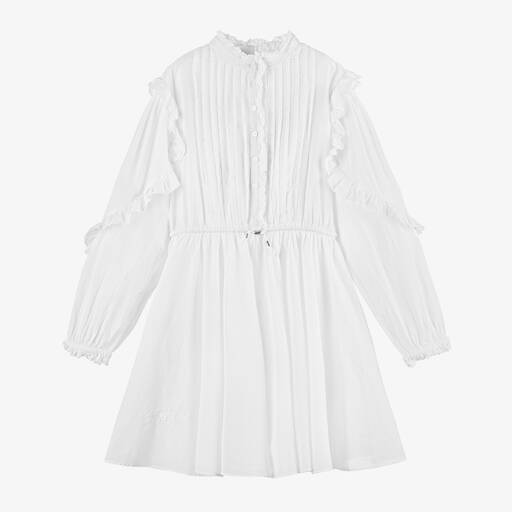 Zadig&Voltaire-Girls White Cotton Ruffle Sleeve Dress | Childrensalon Outlet