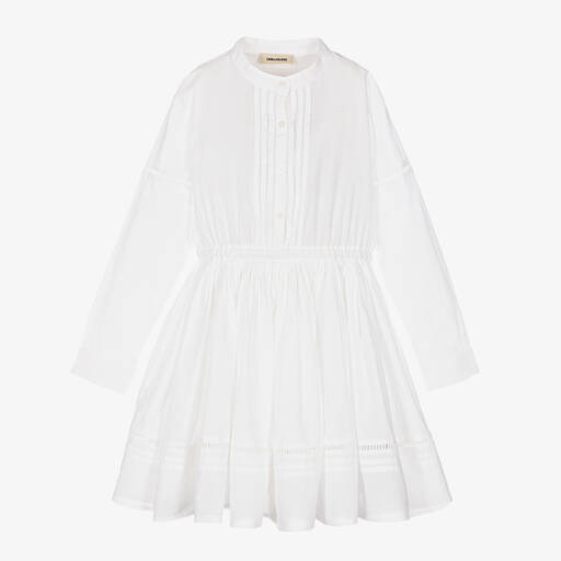 Zadig&Voltaire-Girls White Organic Cotton Embroidered Dress | Childrensalon Outlet
