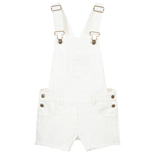 Zadig&Voltaire-Ivory Denim Dungaree Shorts | Childrensalon Outlet