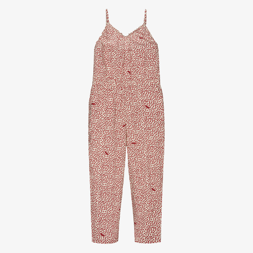 Zadig&Voltaire-Jumpsuit mit Herzen in Elfenbein und Rot | Childrensalon Outlet