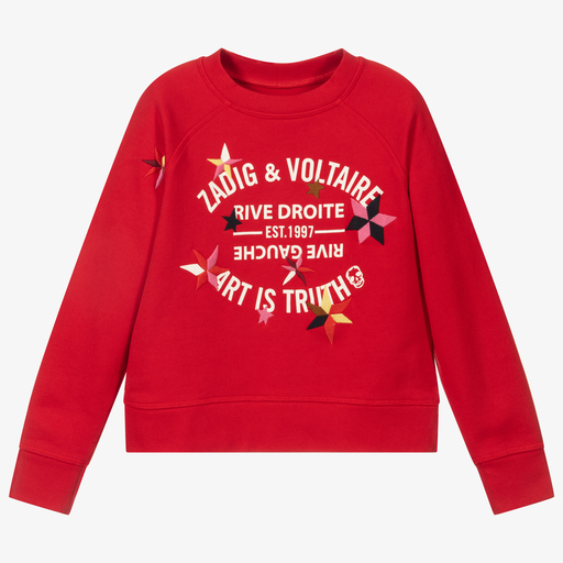 Zadig&Voltaire-Girls Red Logo Sweatshirt | Childrensalon Outlet