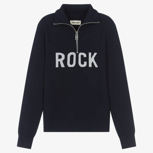 Zadig&Voltaire-Синий свитер с воротом на молнии | Childrensalon Outlet