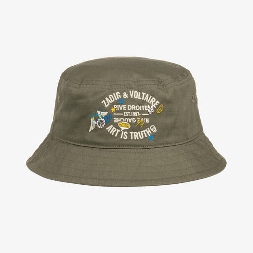 Zadig&Voltaire-Teen Boys Green Cotton Logo Bucket Hat | Childrensalon Outlet