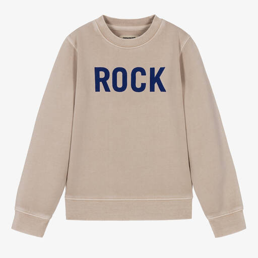 Zadig&Voltaire-سويتشيرت تينز ولادي قطن لون بيج | Childrensalon Outlet