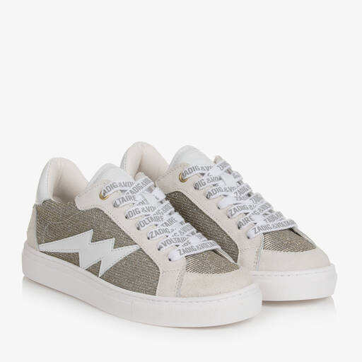 Zadig&Voltaire-Teen Girls Gold & Silver Glitter Trainers | Childrensalon Outlet
