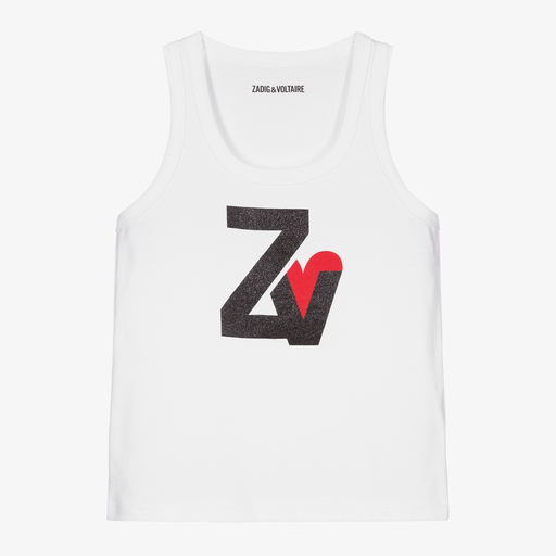 Zadig&Voltaire-White Cotton Logo Vest Top | Childrensalon Outlet