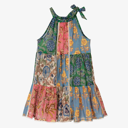 Zimmermann-Girls Blue Floral Cotton Dress | Childrensalon Outlet
