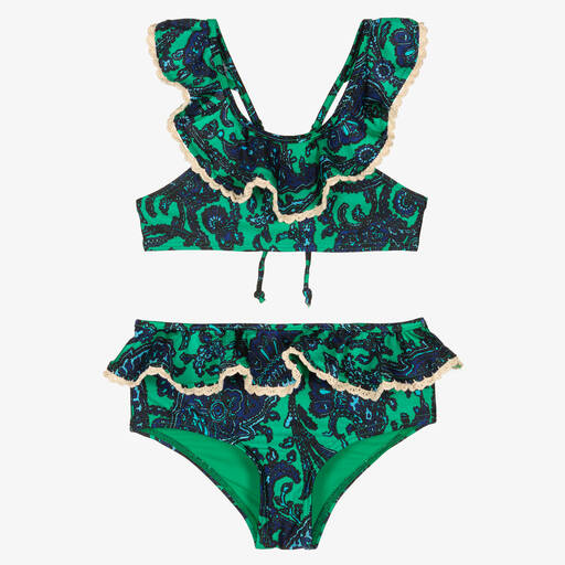 Zimmermann-Girls Blue & Green Paisley Bikini | Childrensalon Outlet