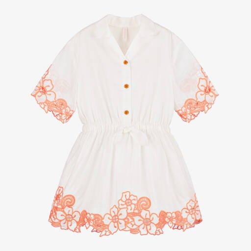 Zimmermann-Girls Ivory Floral Embroidered Dress | Childrensalon Outlet