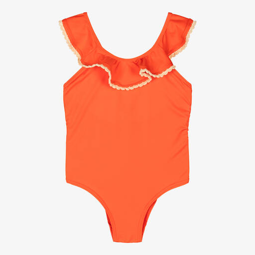 Zimmermann-Girls Orange Scoop Back Swimsuit | Childrensalon Outlet