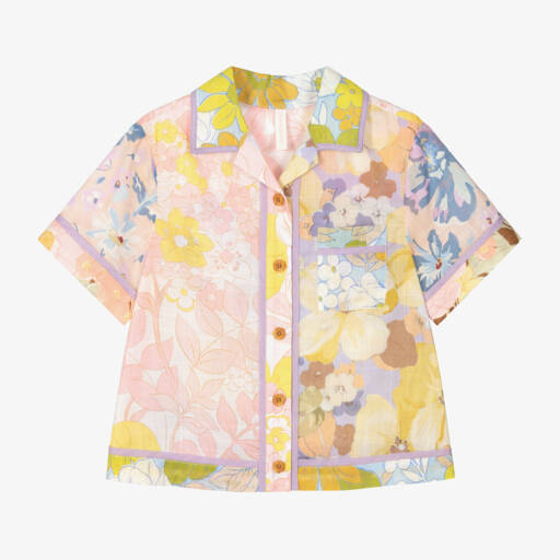 Zimmermann-Girls Pastel Floral Cotton Blouse | Childrensalon Outlet