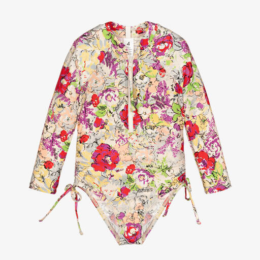 Zimmermann-Rosa Peony Floral Badeanzug mit Zip | Childrensalon Outlet