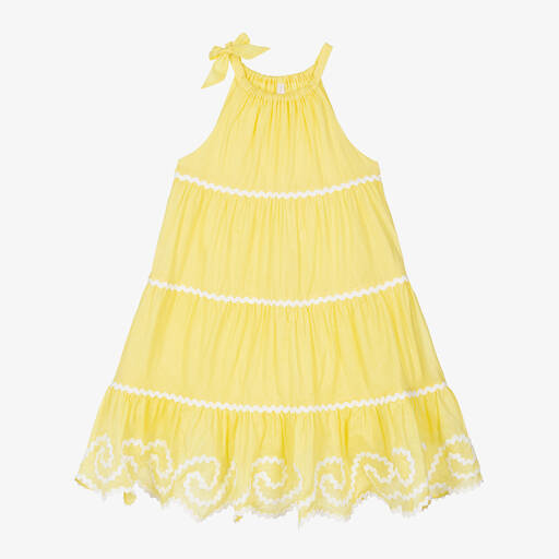 Zimmermann-فستان قطن لون أصفر فاقع | Childrensalon Outlet