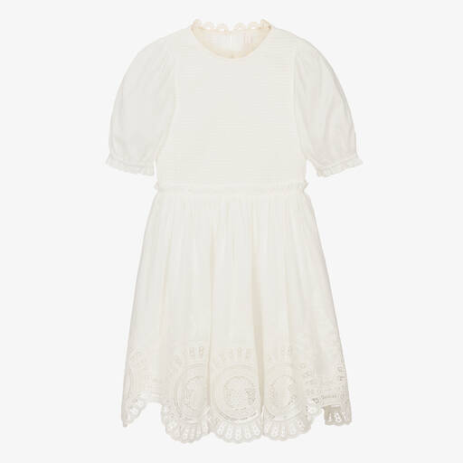 Zimmermann-Robe ivoire brodée en coton ado | Childrensalon Outlet